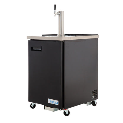 24" Single Tap Commercial Kegerator Beer Dispenser - Black Powder-Coated Steel, Holds (1) 1/2 Keg Draft Beer Dispensing Tower Empura