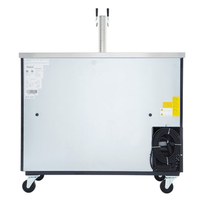 49" Double Tap Commercial Kegerator Beer Dispenser - Black Powder-Coated Steel, Holds (2) 1/2 Kegs Draft Beer Dispensing Tower Empura