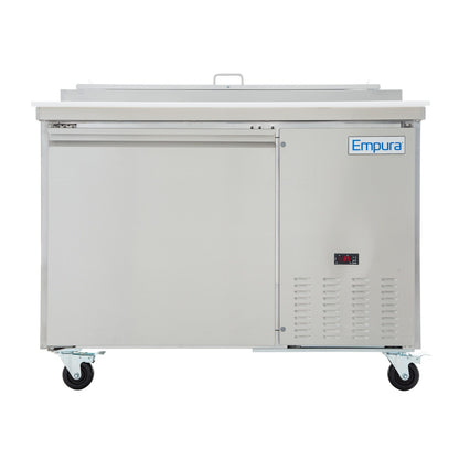47" 1 Door Commercial Refrigerated Stainless Steel Pizza Prep Table Refrigerated Counter, Pizza Prep Table Empura