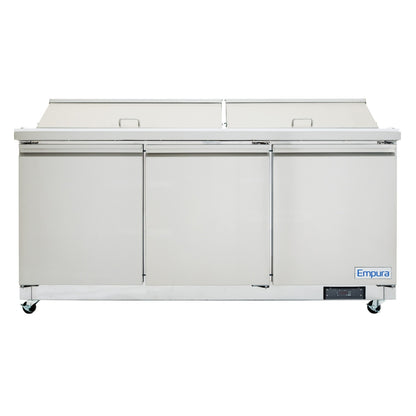 72" 3 Door Commercial Refrigerated Sandwich and Salad Prep Table Refrigerated Counter, Sandwich / Salad Unit Empura