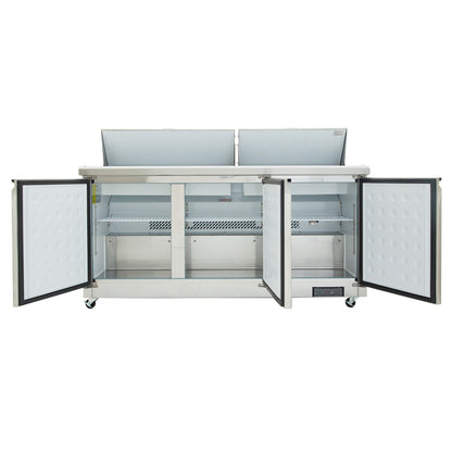 72" 3 Door Commercial Refrigerated Sandwich and Salad Prep Table Refrigerated Counter, Sandwich / Salad Unit Empura
