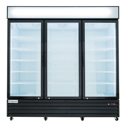 78" Black Swing Commercial Glass Door Merchandiser Refrigerator - 67 cu ft Refrigerator, Merchandiser Empura