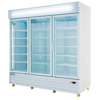 78" White Swing Commercial Glass Door Merchandiser Refrigerator - 67 cu ft Refrigerator, Merchandiser Empura