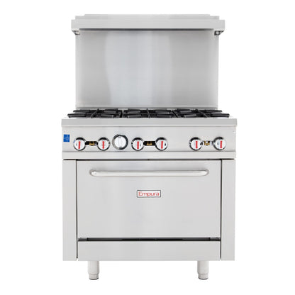 36" 6 Burner Commercial Liquid Propane Range with Oven Base - 211,000 BTU Range, 36" Restaurant, Gas Empura