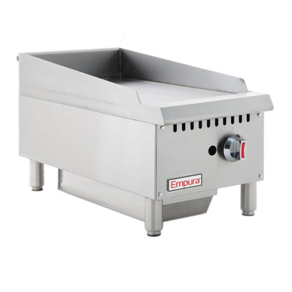 13" Heavy Duty Commercial Countertop Gas Griddle with Manual Controls - 30,000 BTU Griddle, Gas, Countertop Empura