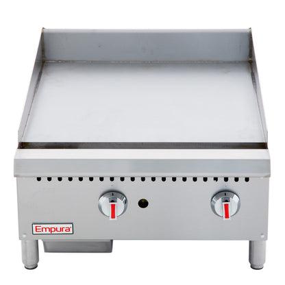 24" Heavy Duty Commercial Countertop Gas Griddle with Manual Controls - 60,000 BTU Griddle / Charbroiler, Gas, Countertop Empura