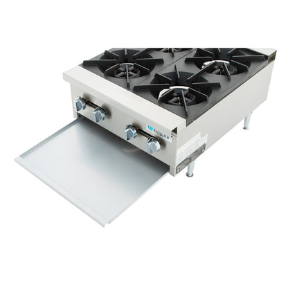 24" 4 Burner Commercial Gas Heavy Duty Countertop Hot Plate - 120,000 BTU Hotplate, Countertop, Gas Empura