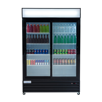 52" Black Sliding Commercial Glass Door Merchandiser Refrigerator - 42 cu ft Refrigerator, Merchandiser Empura