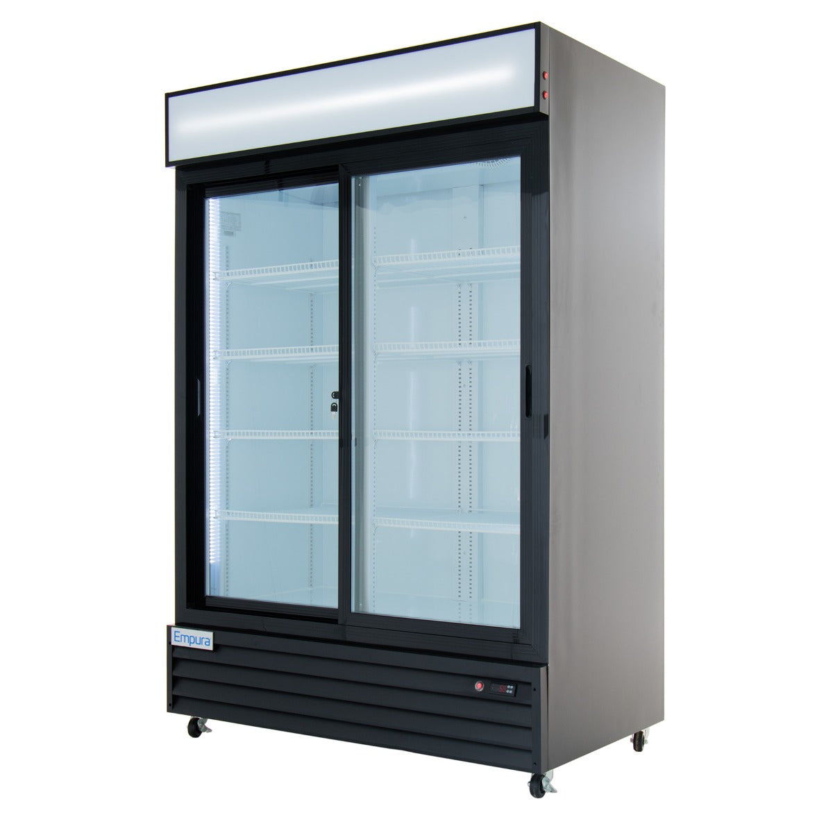 Empura ESM-50B 52.1" Black Sliding Glass Door Merchandiser Refrigerator With 2 Doors, 50 Cubic Ft, 115 Volts