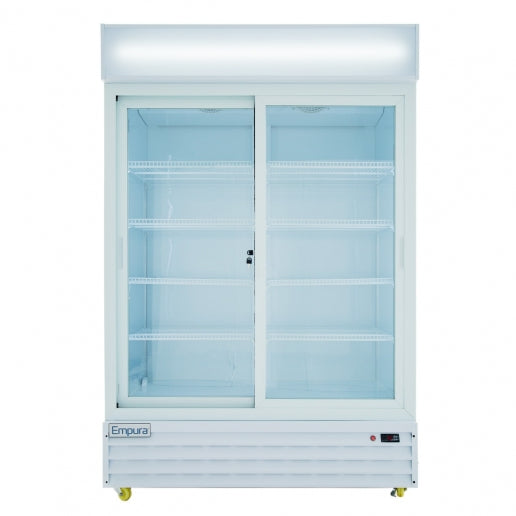 Empura ESM-50W 52.1" White Sliding Glass Door Merchandiser Refrigerator With 2 Doors, 50 Cubic Ft, 115 Volts