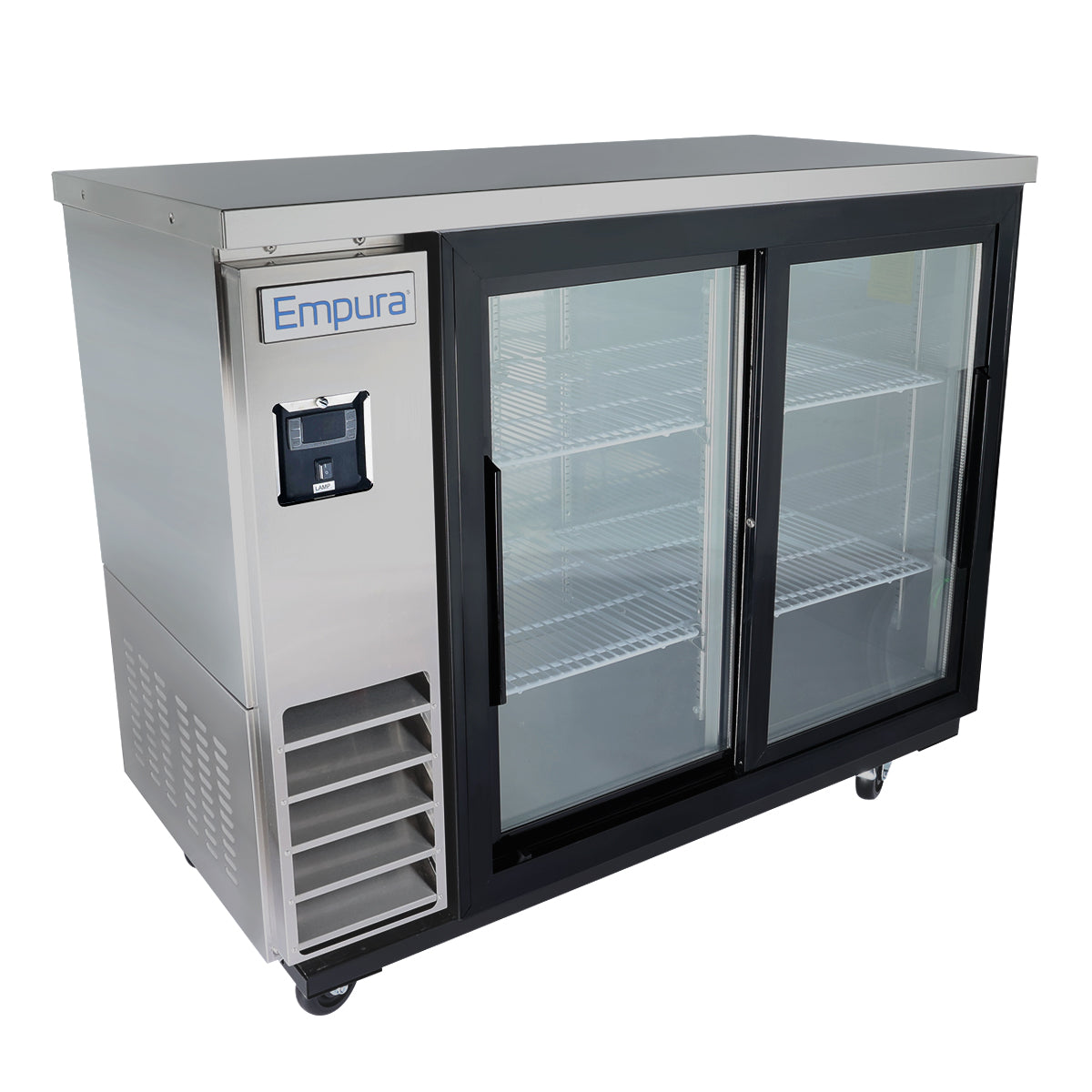 49" x 24" Sliding Glass Door Stainless Steel Commercial Back Bar Refrigerator