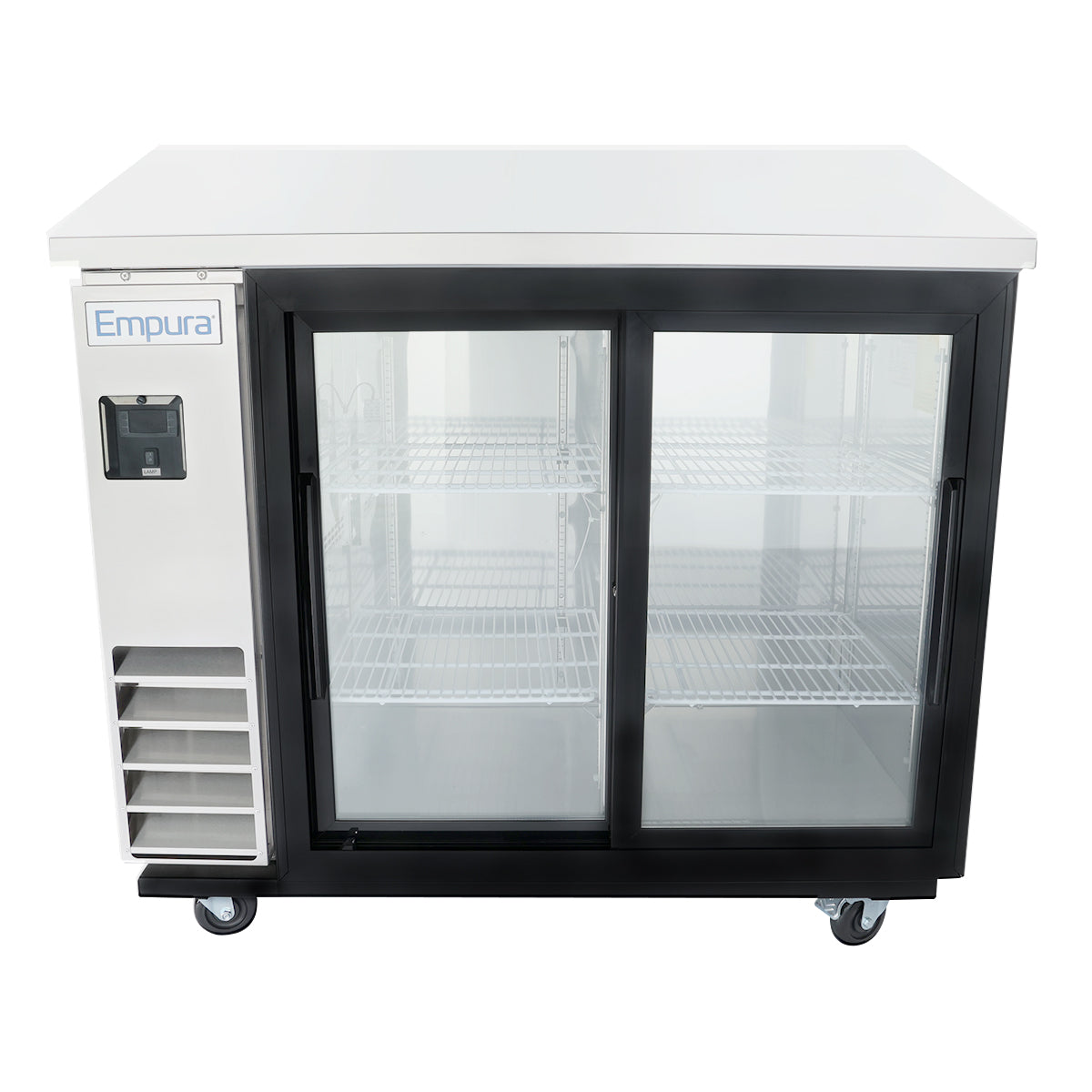 49" x 24" Sliding Glass Door Stainless Steel Commercial Back Bar Refrigerator