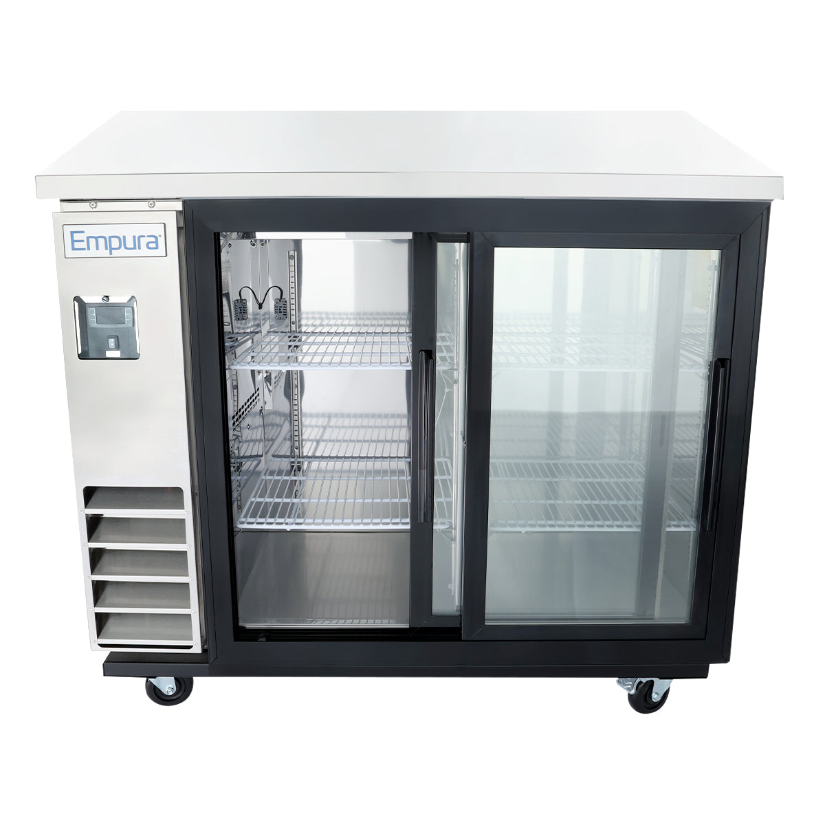 49" x 24" Sliding Glass Door Stainless Steel Commercial Back Bar Refrigerator
