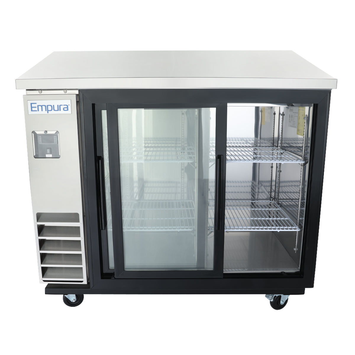 49" x 24" Sliding Glass Door Stainless Steel Commercial Back Bar Refrigerator