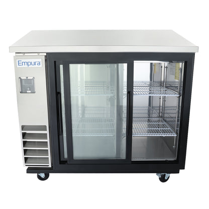 49" x 24" Sliding Glass Door Stainless Steel Commercial Back Bar Refrigerator