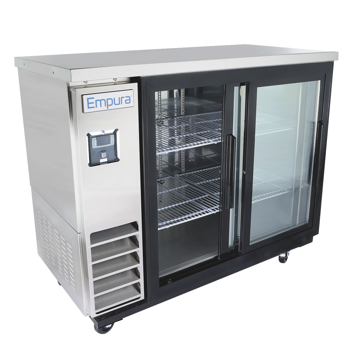 49" x 24" Sliding Glass Door Stainless Steel Commercial Back Bar Refrigerator