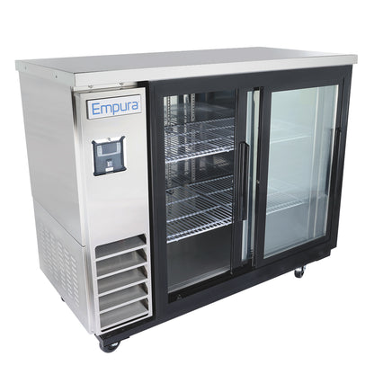49" x 24" Sliding Glass Door Stainless Steel Commercial Back Bar Refrigerator