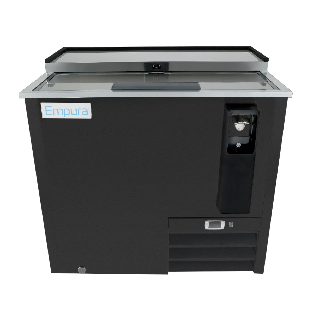 37" Powder Coated Black Stainless Steel Commercial Horizontal Bottle Cooler