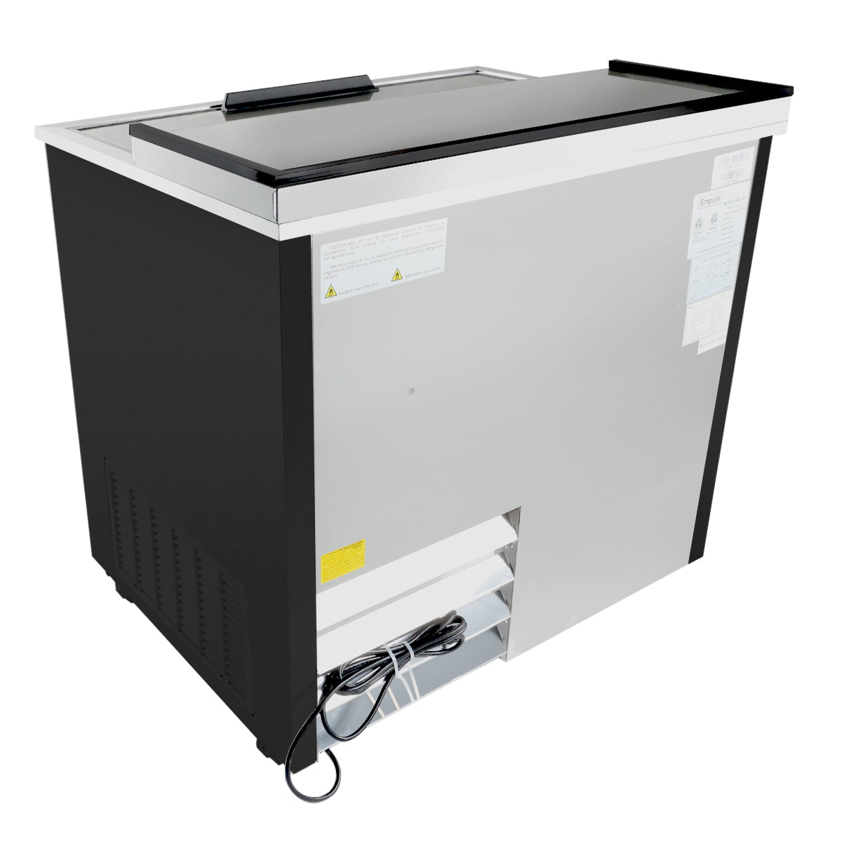 37" Powder Coated Black Stainless Steel Commercial Horizontal Bottle Cooler