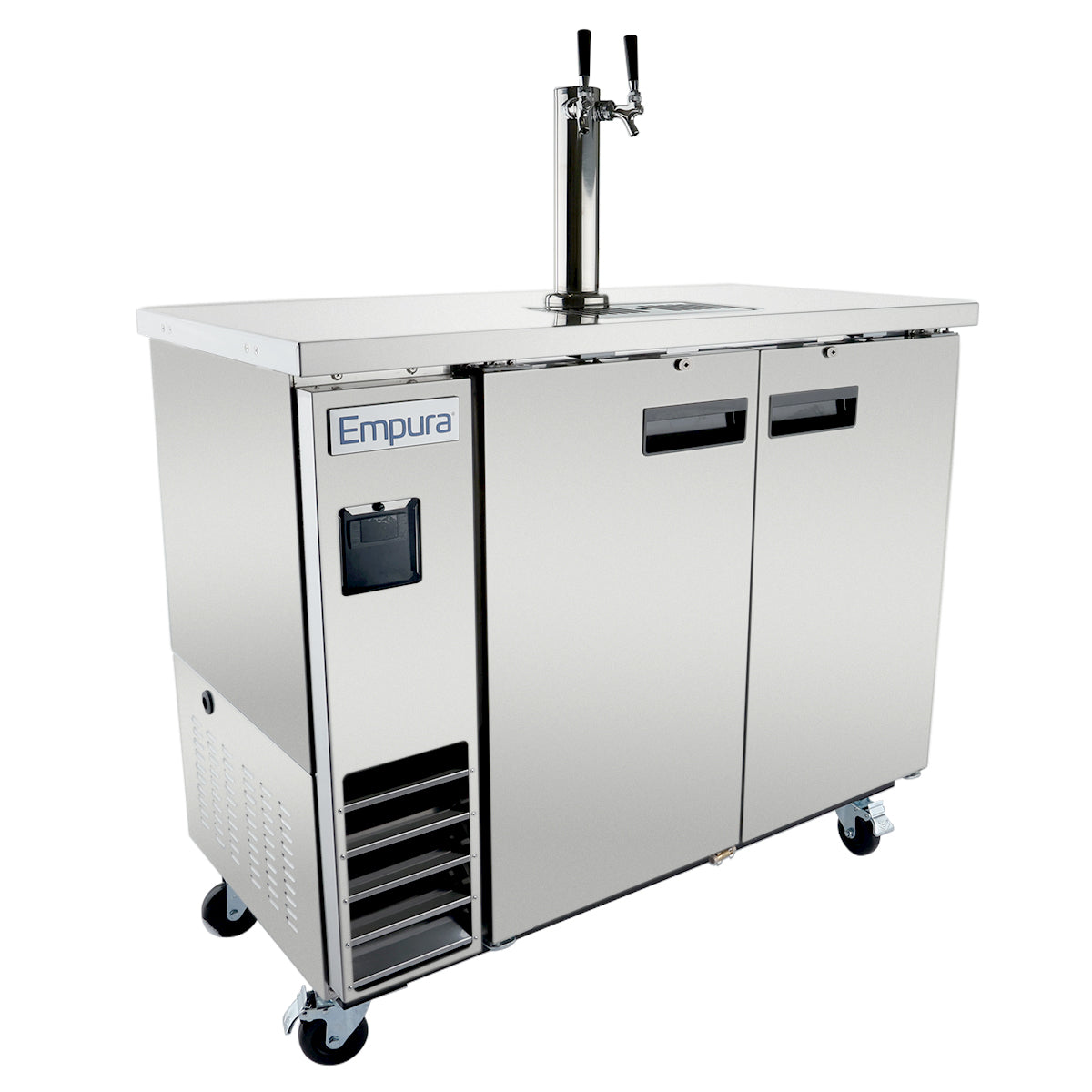 49" Double Tap Commercial Kegerator Beer Dispenser - Stainless Steel, Holds (2) 1/2 Kegs