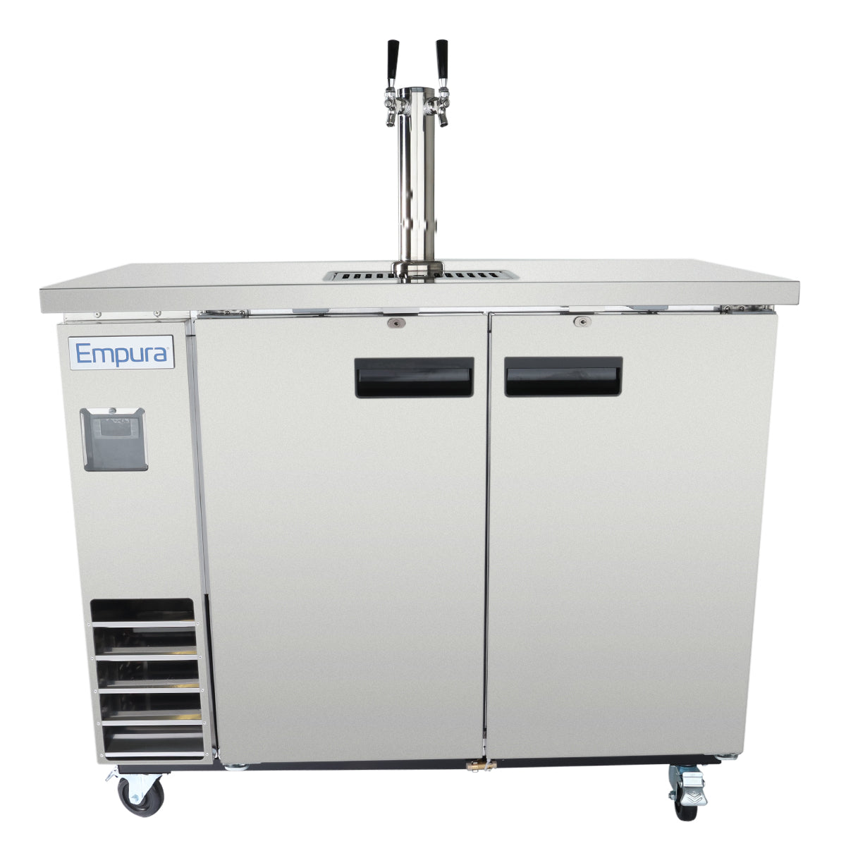49" Double Tap Commercial Kegerator Beer Dispenser - Stainless Steel, Holds (2) 1/2 Kegs