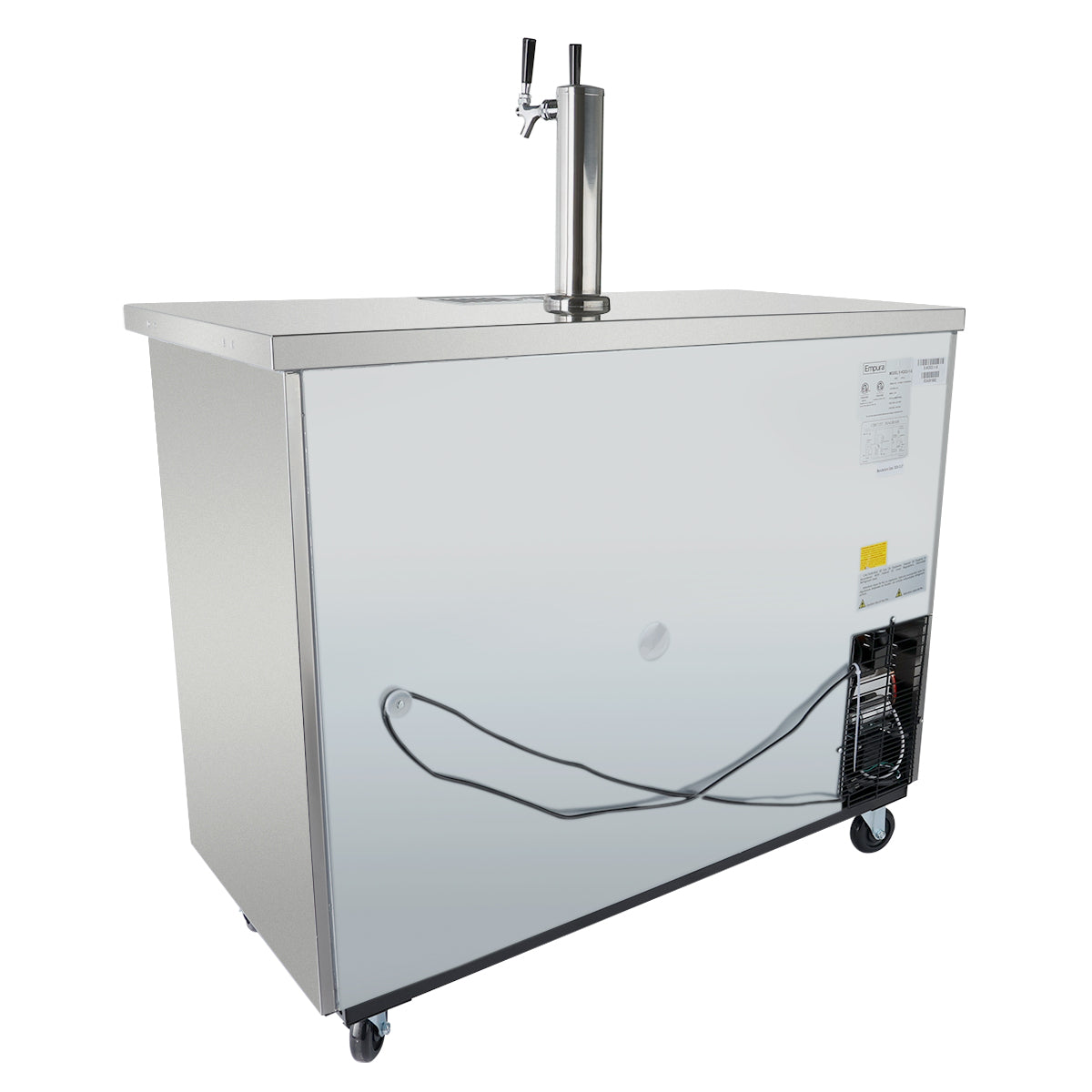49" Double Tap Commercial Kegerator Beer Dispenser - Stainless Steel, Holds (2) 1/2 Kegs