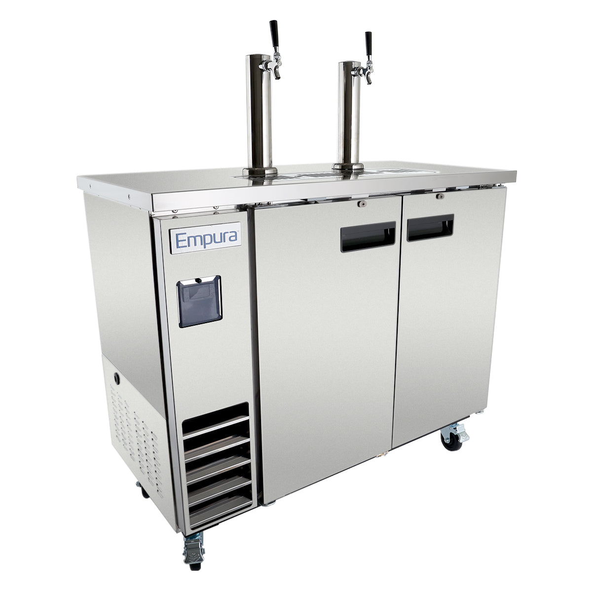 61" Dual Single Tap Commercial Kegerator Beer Dispenser - Stainless Steel, Holds (2) 1/2 Kegs