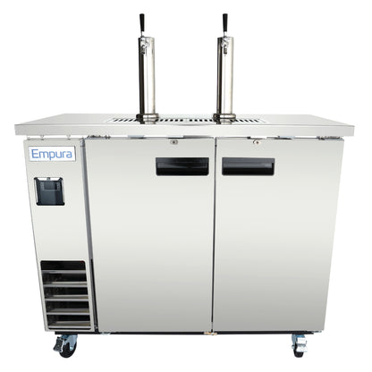 61" Dual Single Tap Commercial Kegerator Beer Dispenser - Stainless Steel, Holds (2) 1/2 Kegs