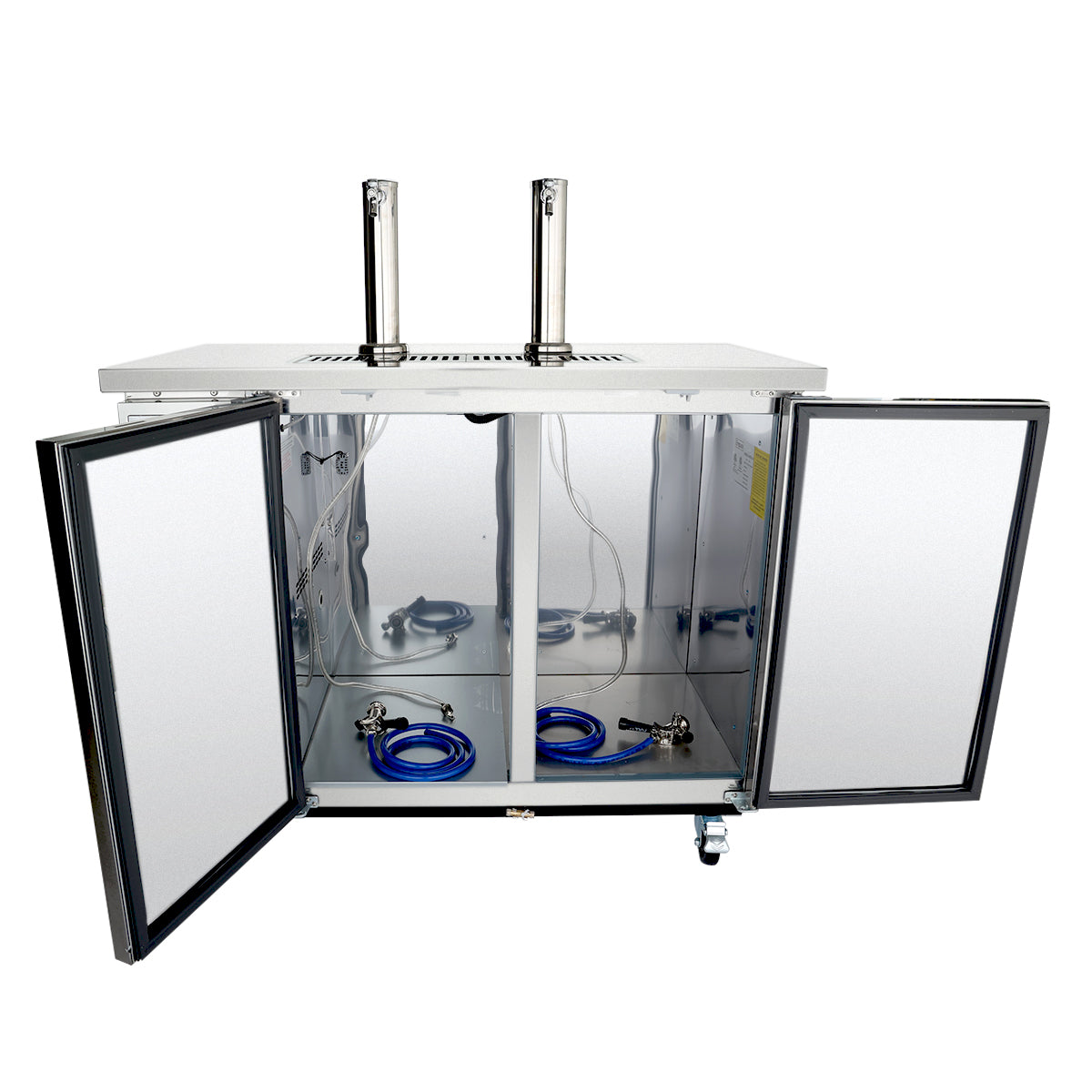 61" Dual Single Tap Commercial Kegerator Beer Dispenser - Stainless Steel, Holds (2) 1/2 Kegs