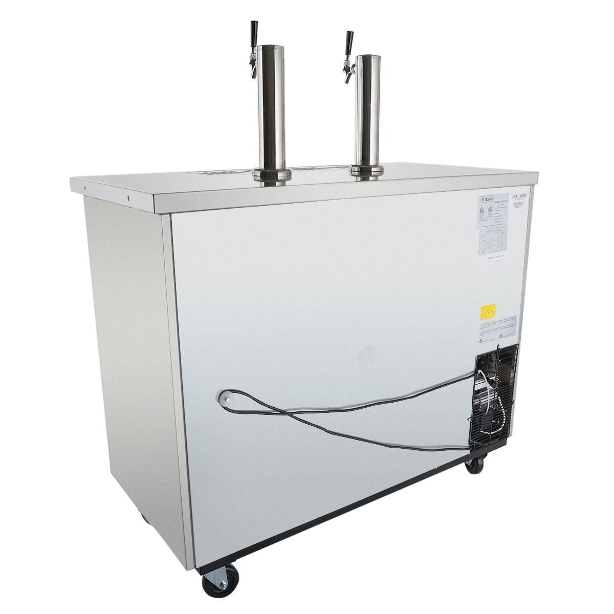 61" Dual Single Tap Commercial Kegerator Beer Dispenser - Stainless Steel, Holds (2) 1/2 Kegs