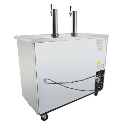 61" Dual Single Tap Commercial Kegerator Beer Dispenser - Stainless Steel, Holds (2) 1/2 Kegs