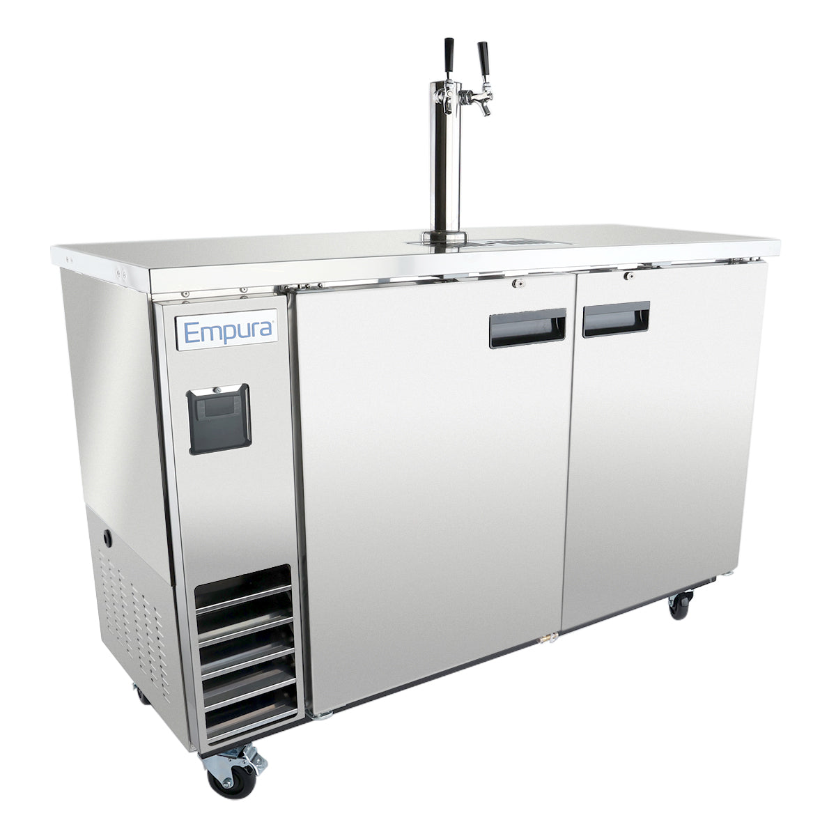 61" Double Tap Commercial Kegerator Beer Dispenser - Stainless Steel, Holds (2) 1/2 Kegs