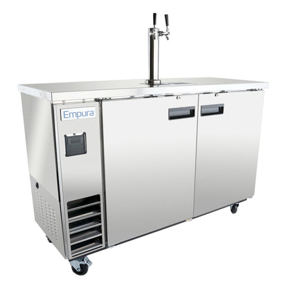 61" Double Tap Commercial Kegerator Beer Dispenser - Stainless Steel, Holds (2) 1/2 Kegs