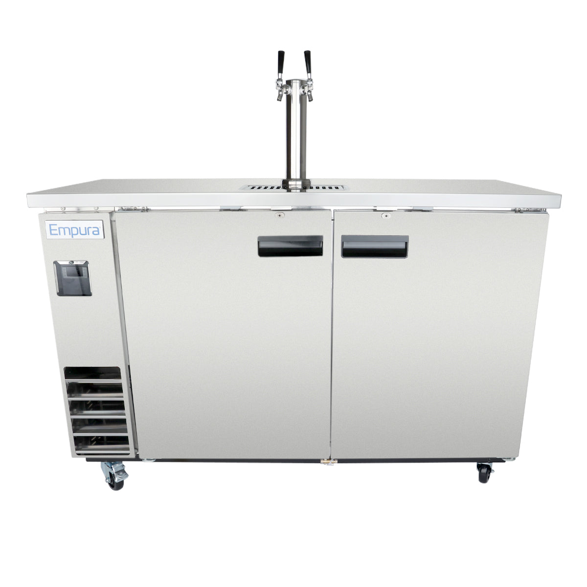 61" Double Tap Commercial Kegerator Beer Dispenser - Stainless Steel, Holds (2) 1/2 Kegs