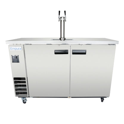 61" Double Tap Commercial Kegerator Beer Dispenser - Stainless Steel, Holds (2) 1/2 Kegs
