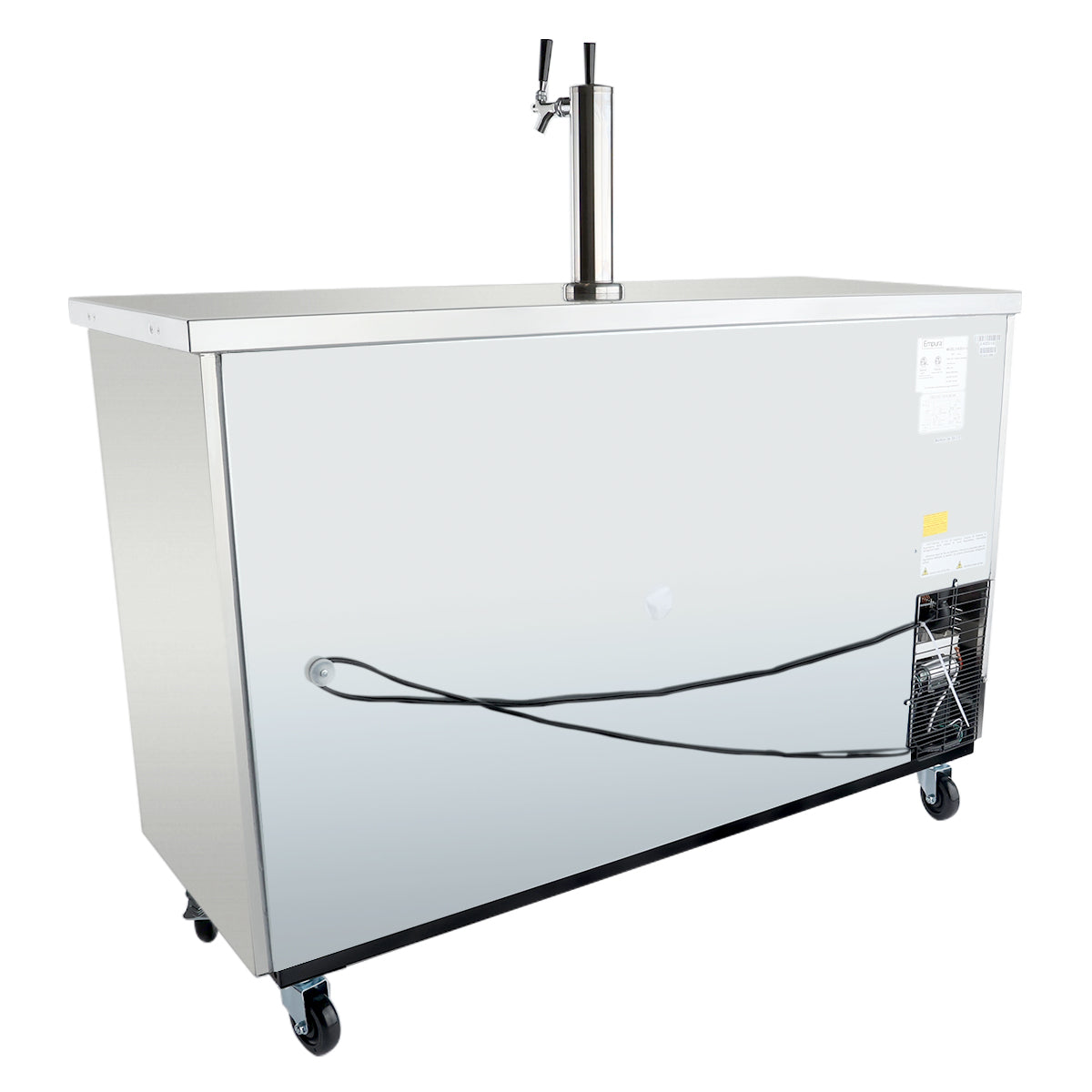 61" Double Tap Commercial Kegerator Beer Dispenser - Stainless Steel, Holds (2) 1/2 Kegs