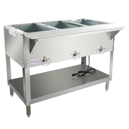 Three Pan Open Well Stainless Steel Electric Steam Table - 120V