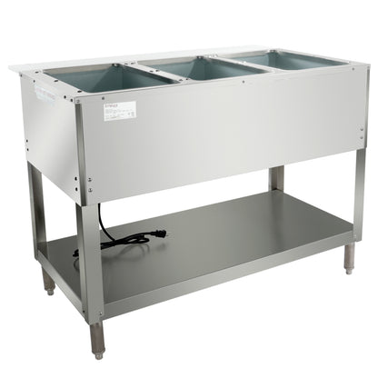 Three Pan Open Well Stainless Steel Electric Steam Table - 120V