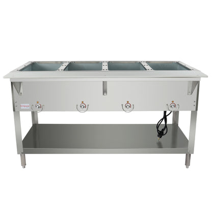 Four Pan Open Well Stainless Steel Electric Steam Table - 120V