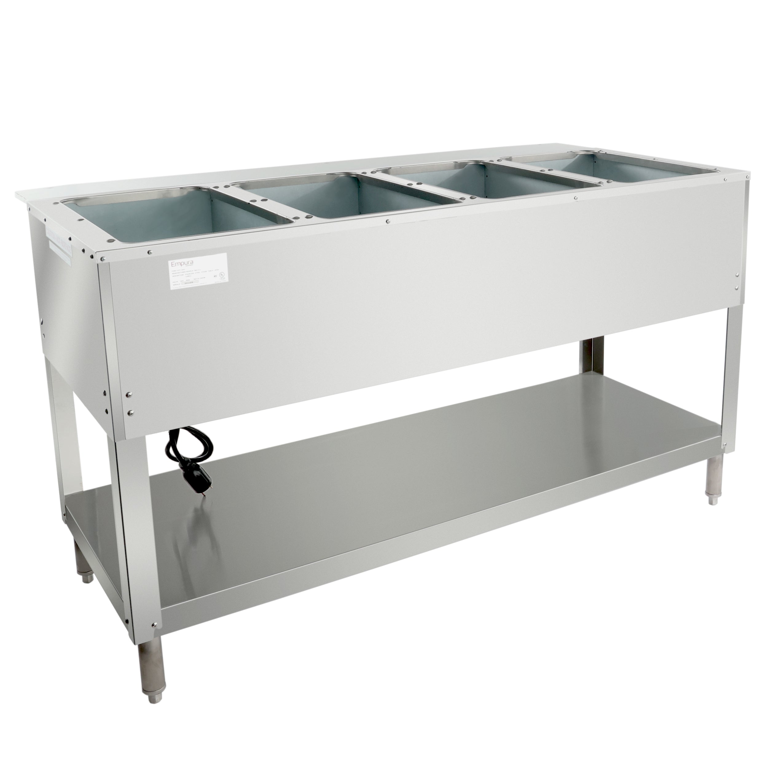 Four Pan Open Well Stainless Steel Electric Steam Table - 120V
