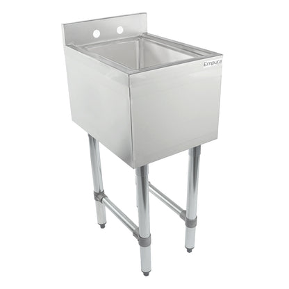 14" 18-Gauge Stainless Steel 1 Compartment Commercial Underbar Sink with Galvanized Legs, without Drainboard - 10" x 14" x 10" Bowl, NSF Underbar Sink Units Empura