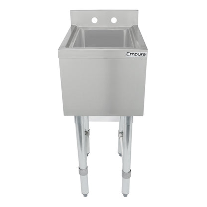 14" 18-Gauge Stainless Steel 1 Compartment Commercial Underbar Sink with Galvanized Legs, without Drainboard - 10" x 14" x 10" Bowl, NSF Underbar Sink Units Empura