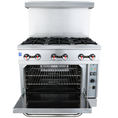 36" 6 Burner Commercial Liquid Propane Range with Convention Oven Base - 211,000 BTU Range, 36" Restaurant, Gas Empura