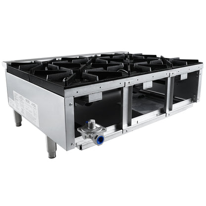 36" 6 Burner Commercial Gas Hot Plate with Cast Iron Grates - 150,000 BTU Hotplate, Countertop, Gas Empura