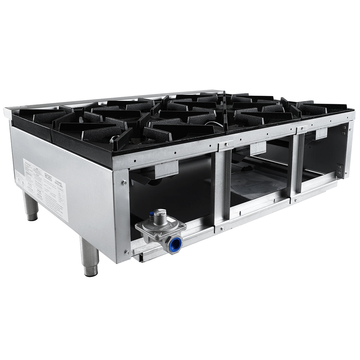 Empura EHP-6 36" Stainless Steel Heavy Duty Natural Gas Hot Plate with Six Burners, 150,000 BTU