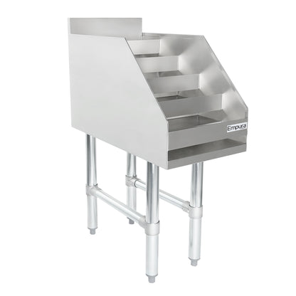 12" Five-Tiered Stainless Steel Commercial Liquor Display Rack, NSF Underbar Bottle Storage Display Unit Empura