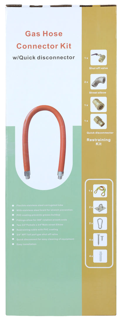 60" Mobile Gas Connector Hose Kit with Quick Disconnector Gas Connector Hose Kit / Assembly Empura