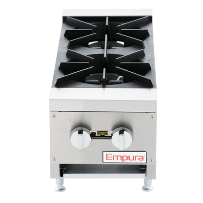 12" 2 Burner Commercial Gas Heavy Duty Countertop Hot Plate - 60,000 BTU