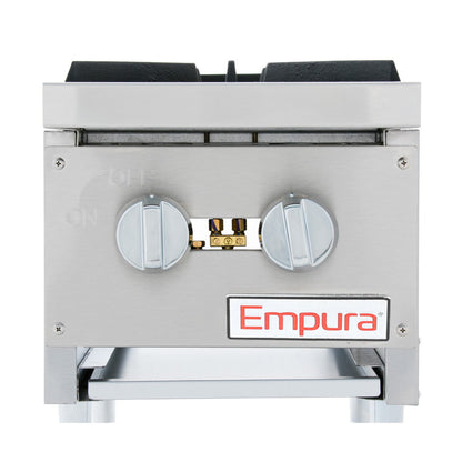 12" 2 Burner Commercial Gas Heavy Duty Countertop Hot Plate - 60,000 BTU