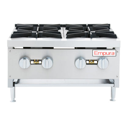 24" 4 Burner Commercial Gas Heavy Duty Countertop Hot Plate - 120,000 BTU